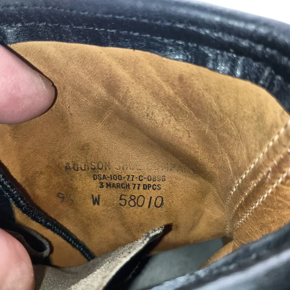 1977 US Army Rangers Addison Shoe Company Combat Boots Mens 9.5W Black Steel Toe